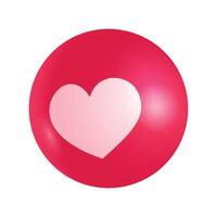 rood knop liefde met hart icoon symbool en sociaal media communicatie teken vector