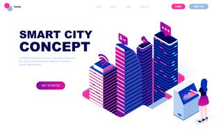 Modern vlak ontwerp isometrisch concept van Smart City-technologie vector