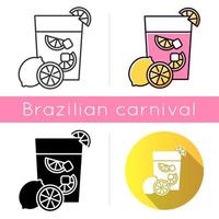 caipirinha pictogrammen instellen. lineaire, zwarte en rgb-kleurstijlen. Braziliaanse cocktail. alcoholische drank met citroen, suiker. traditionele drank. cocktail voor de hele dag. nationale potatie. geïsoleerde vectorillustratie vector