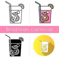 caipirinha pictogrammen instellen. lineaire, zwarte en rgb-kleurstijlen. Braziliaanse cocktail. alcoholische drank met limoen, suiker. traditionele drank. cocktail voor de hele dag. nationale potatie. geïsoleerde vectorillustraties vector