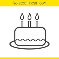 verjaardagstaart lineaire pictogram. dunne lijn illustratie. vakantie cake met kaarsen contour symbool. vector geïsoleerde overzichtstekening