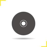 cd-pictogram. slagschaduw silhouet symbool. compact disc. negatieve ruimte. vector geïsoleerde illustratie