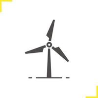 windmolen pictogram. slagschaduw silhouet symbool. windenergie. negatieve ruimte. vector geïsoleerde illustratie