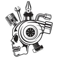 schedel monteur logo ontwerp sjabloon, hardcore monteur logo clip art, voor cricut machines. vector