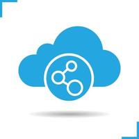 verbindingspictogram voor cloudopslag. slagschaduw silhouet symbool. cloud computing-netwerk. vector geïsoleerde illustratie