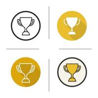 sport trofee icoon. plat ontwerp, lineaire en kleurstijlen. de gouden beker van de winnaar van sportwedstrijden. geïsoleerde vectorillustraties vector