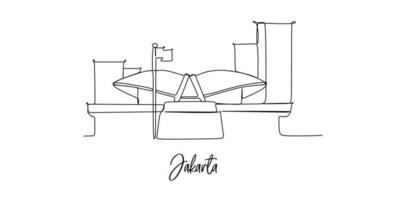 Jakarta Indonesië landmark - continue één lijntekening vector