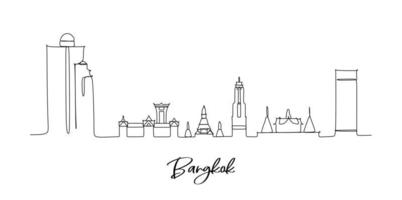 skyline van het oriëntatiepunt van bangkok thailand - ononderbroken één lijntekening vector