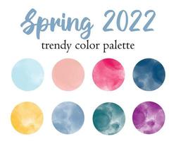 lente 2022 mode trendy kleurenpalet. ontwerp kleurtrend van het winterseizoen. moderne aquarel ronde getextureerde staal set. vectorillustratie geïsoleerd op een witte achtergrond vector