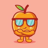 super coole abrikoos fruit mascotte geïsoleerde cartoon in vlakke stijl vector