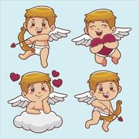 schattig Cupido jongen met hart, boog en pijl, engel en wolk illustratie vector