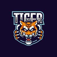 tijger mascotte esport logo vector