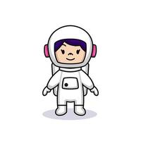 schattig meisje astronaut vector