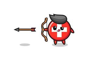 illustratie van zwitsers karakter dat boogschieten doet vector