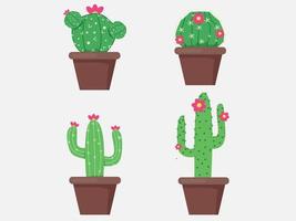 groene cactus, heldere cactussen bloemen geïsoleerd op wit background.design vector illustrator