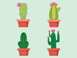 groene cactus, heldere cactussen bloemen geïsoleerd op wit background.design vector illustrator