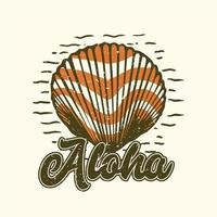 logo ontwerp aloha met schelpen vintage illustratie vector