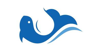 logo ontwerp van water druppels en vis, golven, logo ontwerp icoon, symbool, , creatief idee. vector