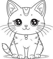 katten, kawaii, tekenfilm karakters, schattig lijnen en kleurrijk kleur Pagina's. vector