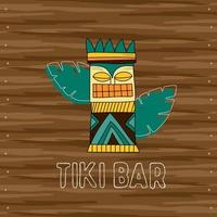 tiki tribal houten masker, uithangbord van bar. Hawaiiaanse traditionele elementen vector