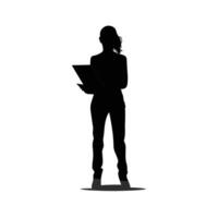 silhouet van vrouw lezing in modern kleding vector