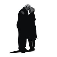 ouderen paar knuffelen silhouet ontwerp geïsoleerd Aan wit achtergrond. persoon silhouet Aan wit achtergrond. vector