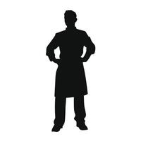silhouet van chef met armen akimbo in uniform vector