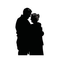 ouderen paar knuffelen silhouet ontwerp geïsoleerd Aan wit achtergrond. mensen silhouet Aan wit achtergrond. vector