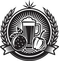 drinken en drank logo ontwerp zwart en wit illustratie vector