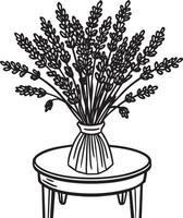 boeket van lavendel bloemen in vaas Aan tafel. illustratie. vector