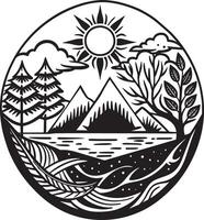 ecologie en milieu logo zwart en wit illustratie vector