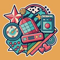 illustratie van een schattig trending en esthetisch sticker retro kleur vector