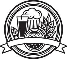 drankjes en voedsel logo illustratie zwart en wit vector