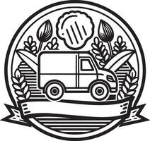 voedsel levering logo ontwerp zwart en wit illustratie vector