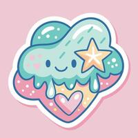 illustratie van een schattig trending en esthetisch sticker pastel kleur vector