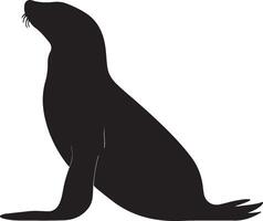 zee leeuw silhouet illustratie wit achtergrond vector