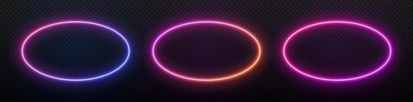 neon ovaal kader. cirkel laser licht. Ovaal met LED gloed. elektrisch helling grens voor ontwerp met tekst. vector