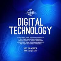 digitaal technologie sociaal post banier uitverkoop sjabloon blauw achtergrond, abstract cyber informatie communicatie, innovatie toekomst tech gegevens, internet netwerk verbinding, ai groot gegevens illustratie vector