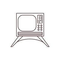 retro TV in lijn kunst stijl. hand- getrokken wijnoogst televisie nieuws en programma's. illustratie geïsoleerd Aan een wit achtergrond. vector