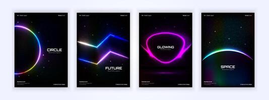 bedrijf omslag, buitenste ruimte universum ontwerp achtergrond, gloeiend kleurrijk neon lijn ontwerp vector