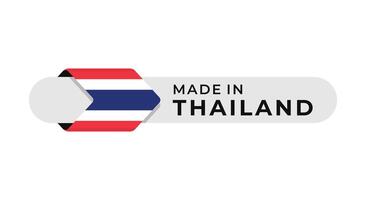 gemaakt in Thailand etiket met pijl vlag icoon en ronde kader. voor logo, label, insigne, zegel, label, teken, zegel, symbool, insigne, stempel, sticker, embleem, banier, ontwerp vector