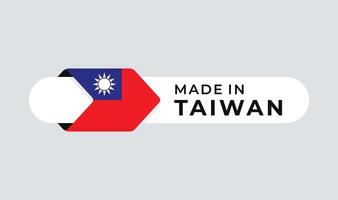 gemaakt in Taiwan etiket met pijl vlag icoon en ronde kader. voor logo, label, insigne, zegel, label, teken, zegel, symbool, insigne, stempel, sticker, embleem, banier, ontwerp vector