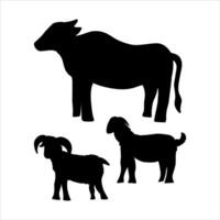 hand- getrokken dieren eid al-adha silhouet illustratie vector