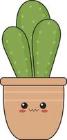 illustratie van kawaii ingemaakt cactus in vlak tekenfilm stijl. geïsoleerd Aan wit achtergrond vector