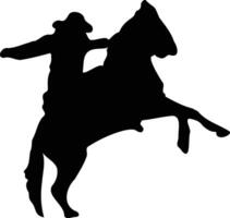 cowboy en paard silhouet. illustratie met vlak ontwerp vector