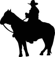 cowboy en paard silhouet. illustratie met vlak ontwerp vector