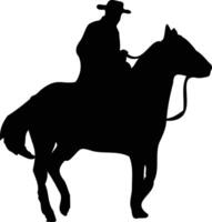 cowboy en paard silhouet. illustratie met vlak ontwerp vector
