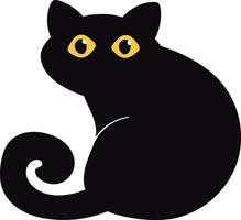 Internationale kat dag silhouet. schattig tekenfilm stijl met klein geel ogen. vector