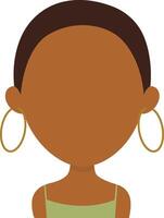 Afrikaanse vrouw avatar met afro kapsel en vlak gezicht ontwerp. tekenfilm illustratie vector