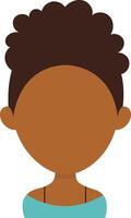 Afrikaanse vrouw avatar met afro kapsel en vlak gezicht ontwerp. tekenfilm illustratie vector